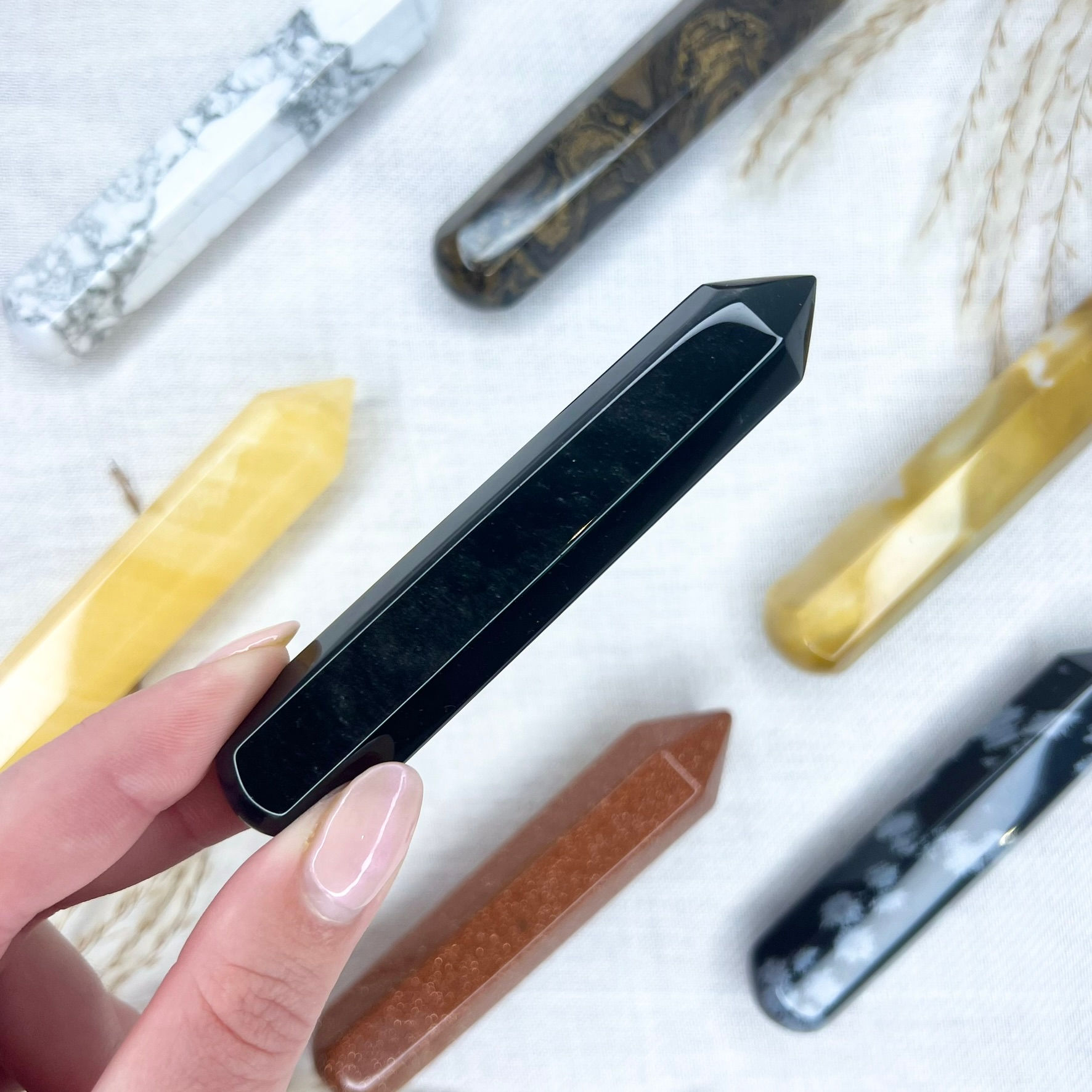 Large Gold Sheen Obsidian Wand