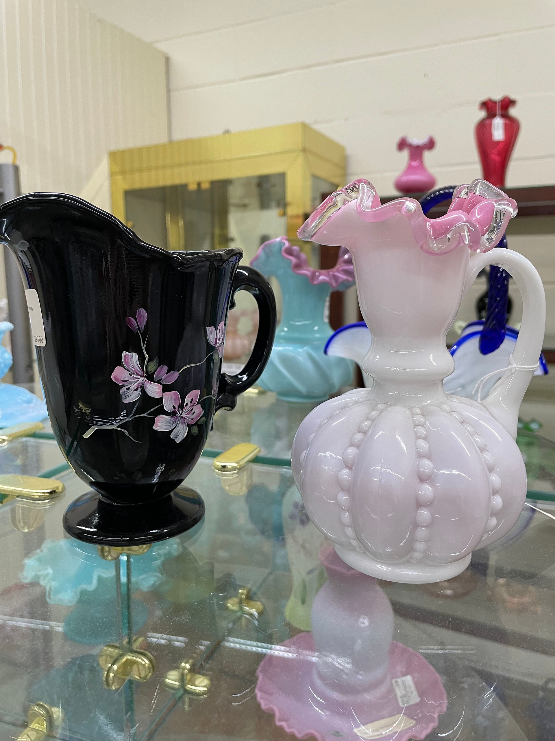 Antique glass pitchers