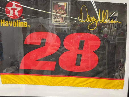 Vintage framed Nascar Davey Allison memorabilia