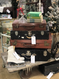 Antique Mall Booth Setup with Travel Vignette