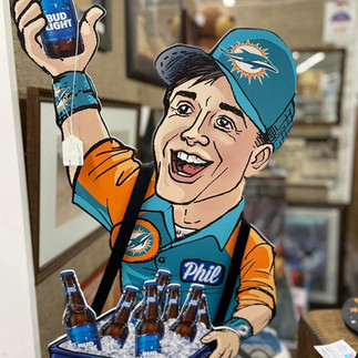 Miami Dolphins beer salesman cardboard cutout