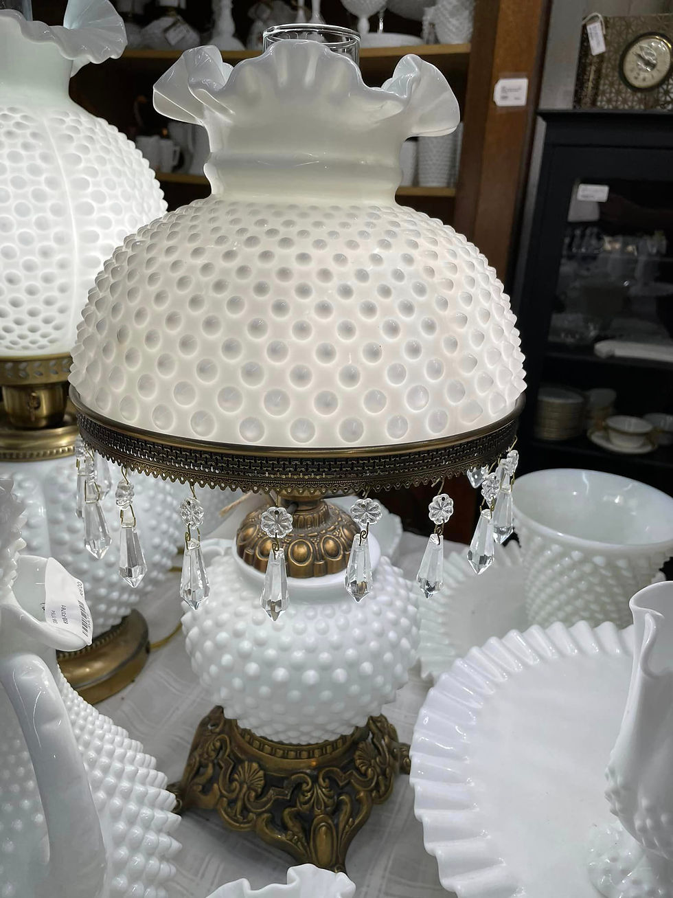 Milk Glass Hobnail Lamp