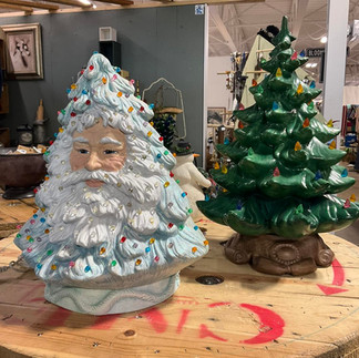 Vintage Santa ceramic Christmas tree with classic tree