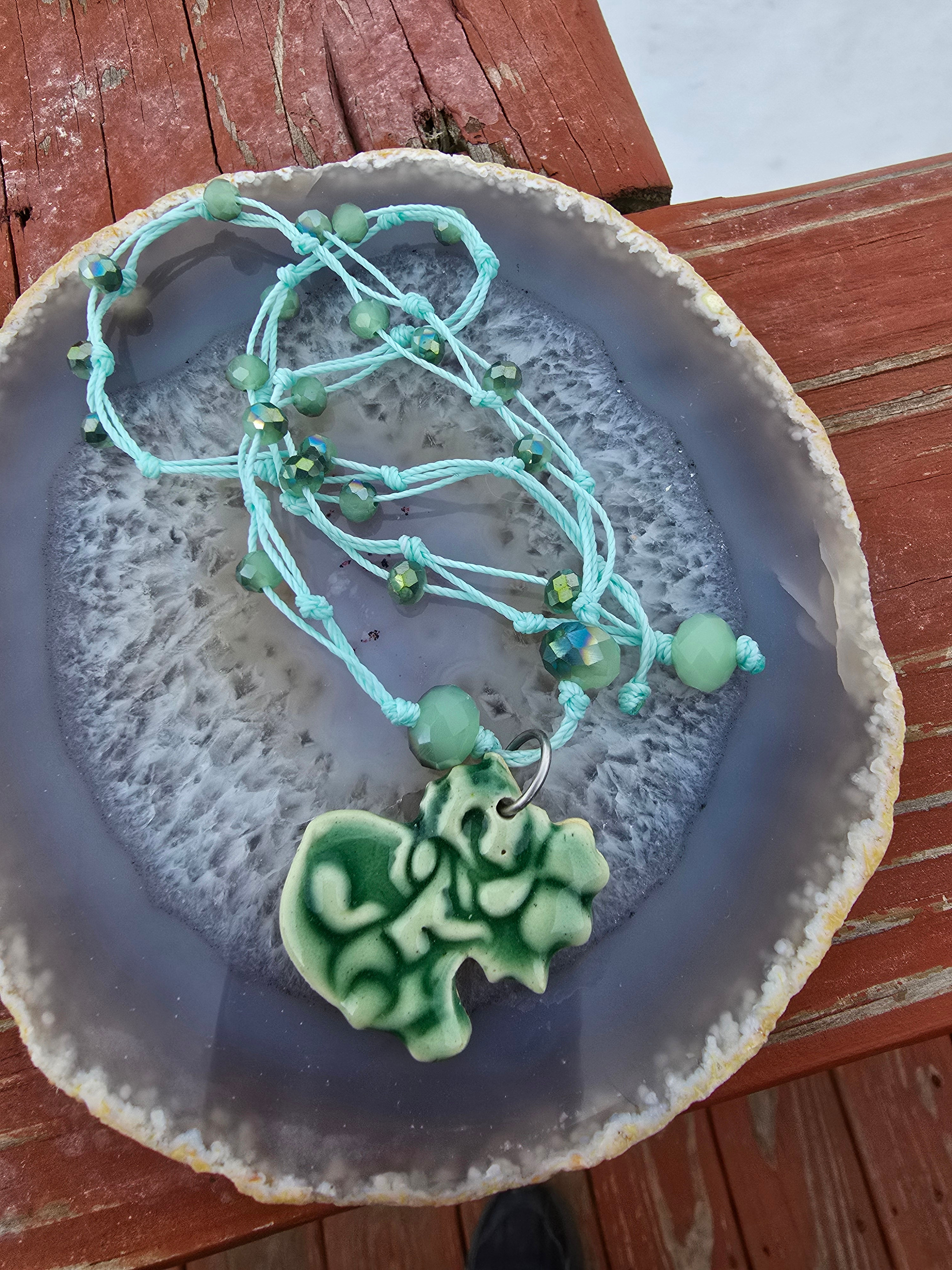 Dragon Four Leaf Clover Necklace-19inch