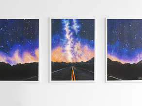 Starry sky drawing triptych