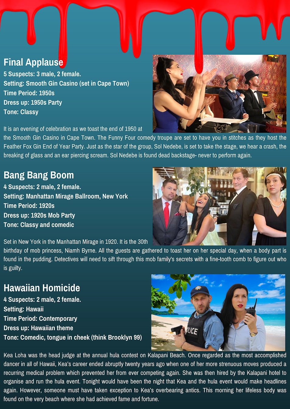 Murder Mystery Themes to choose from