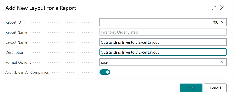 Add a New Layout for a Report in BC