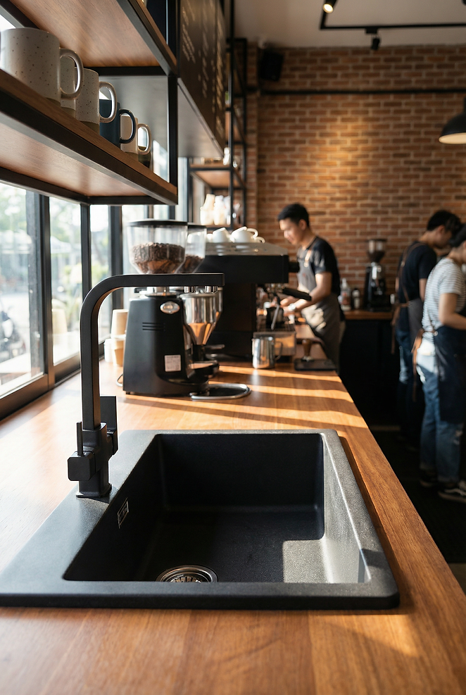 Granite sinks for cafes and workplaces.