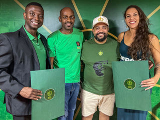 Casais de mestre-sala e porta-bandeira do Império Serrano conhecem figurinos para o Carnaval 2025