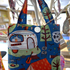 recycled shopping bag camping pattern