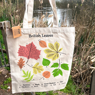 recycled tote bag leaf pattern