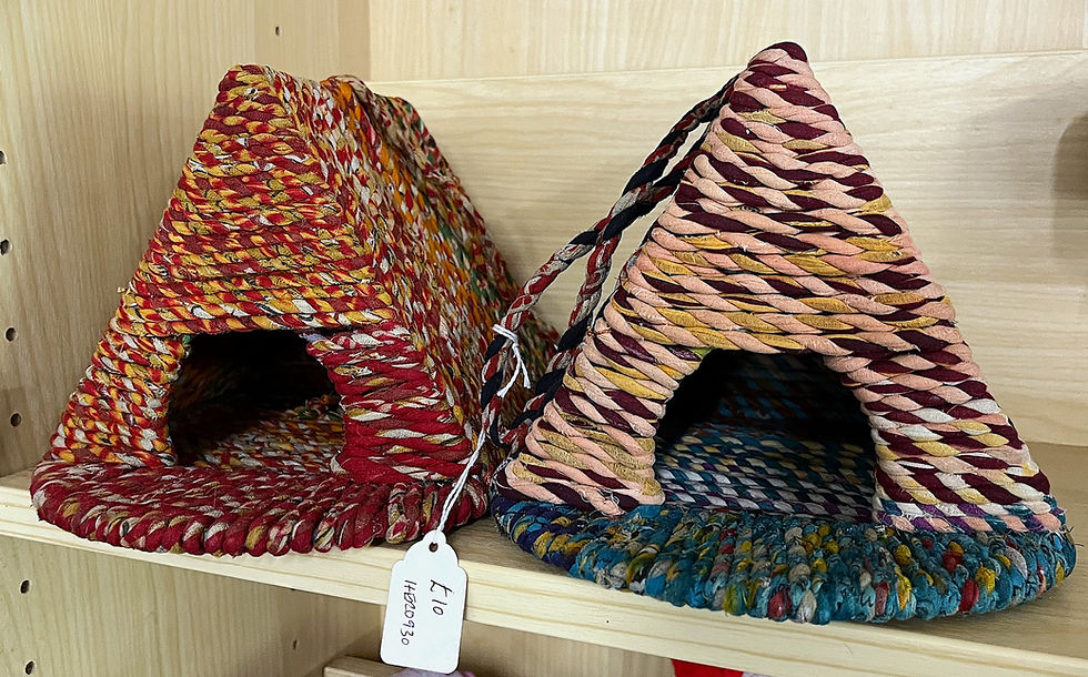 recycled bird house woven