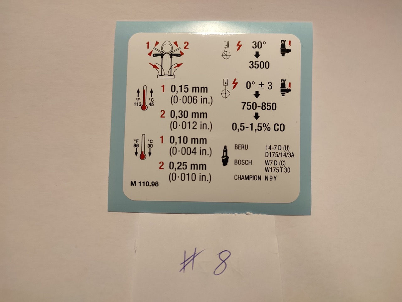 Techn. Aufkleber M110 E