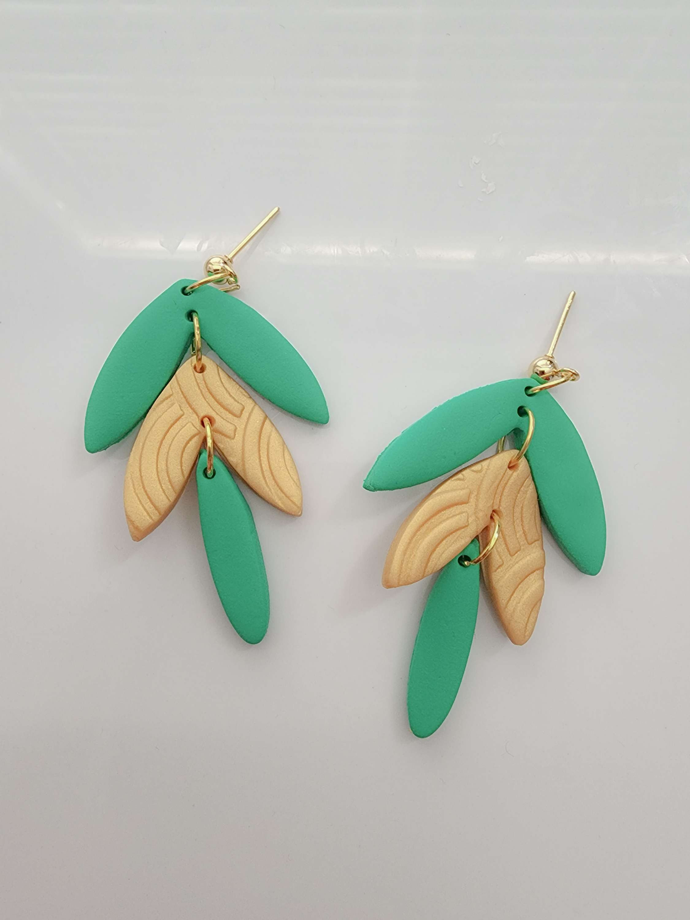Green and Gold Leaflet Dangles