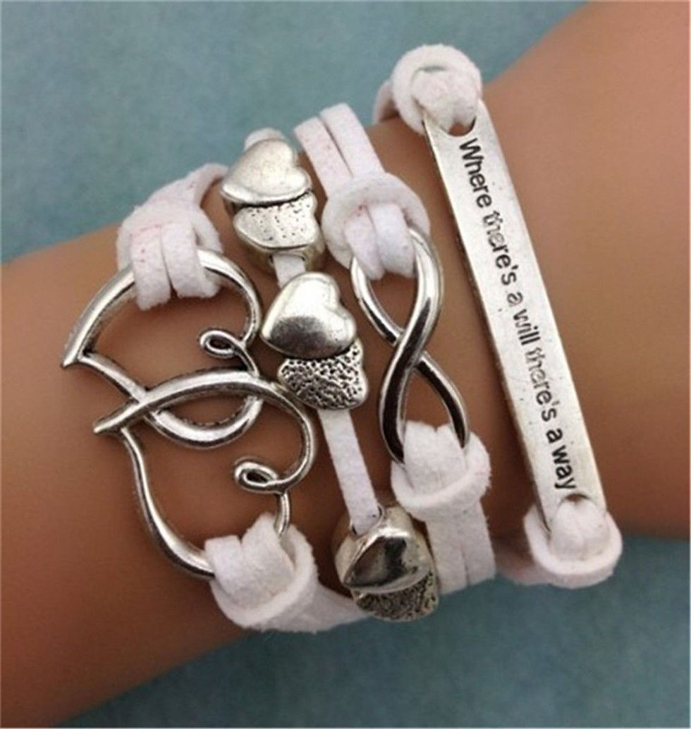 Thumbnail: NEW Jewelry fashion Leather Cute Infinity Charm Bracelet Silver lots Style Pick