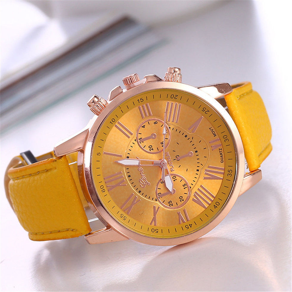 Thumbnail: New Fashion Geneva Women Leather Band Stainless Steel Quartz Analog Wrist Watch