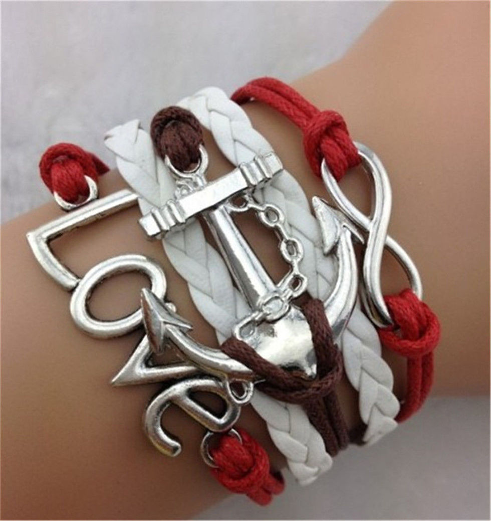Thumbnail: NEW Jewelry fashion Leather Cute Infinity Charm Bracelet Silver lots Style Pick