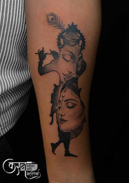 Radha Krishna tattoo design on arm Sundernagar