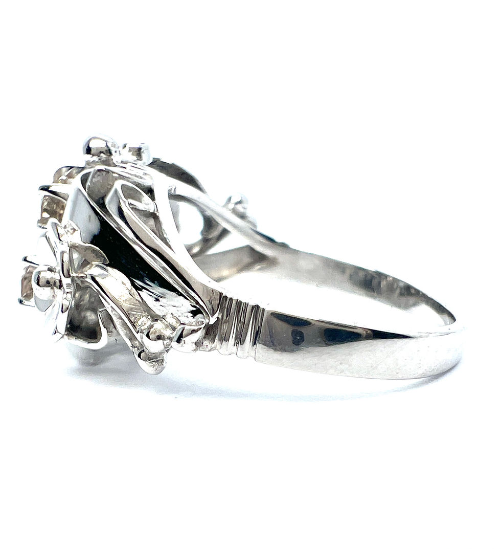Thumbnail: Second hand engagement ring  with champagne diamonds in white gold left side view