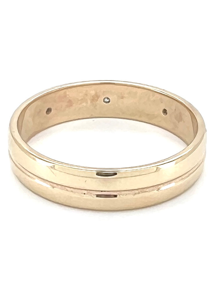 Thumbnail: Second hand engagement ring or wedding band with diamonds in yellow gold back view