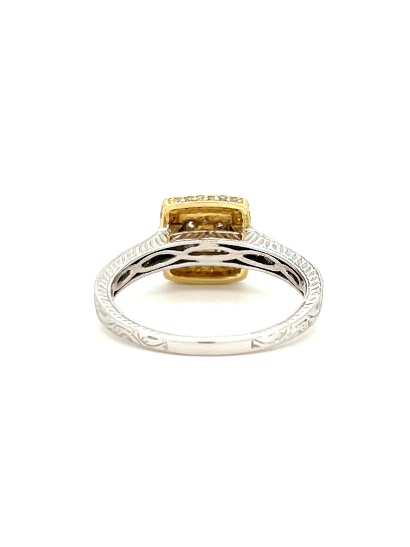 Thumbnail: Gem Culture Second hand engagement ring or wedding band in yellow and white gold with 55 diamonds back view