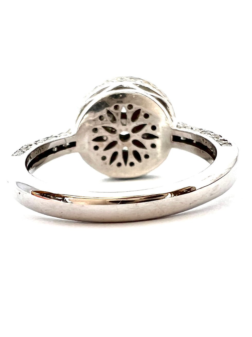 Thumbnail: Second hand engagement ring or wedding band with diamonds in white gold back view