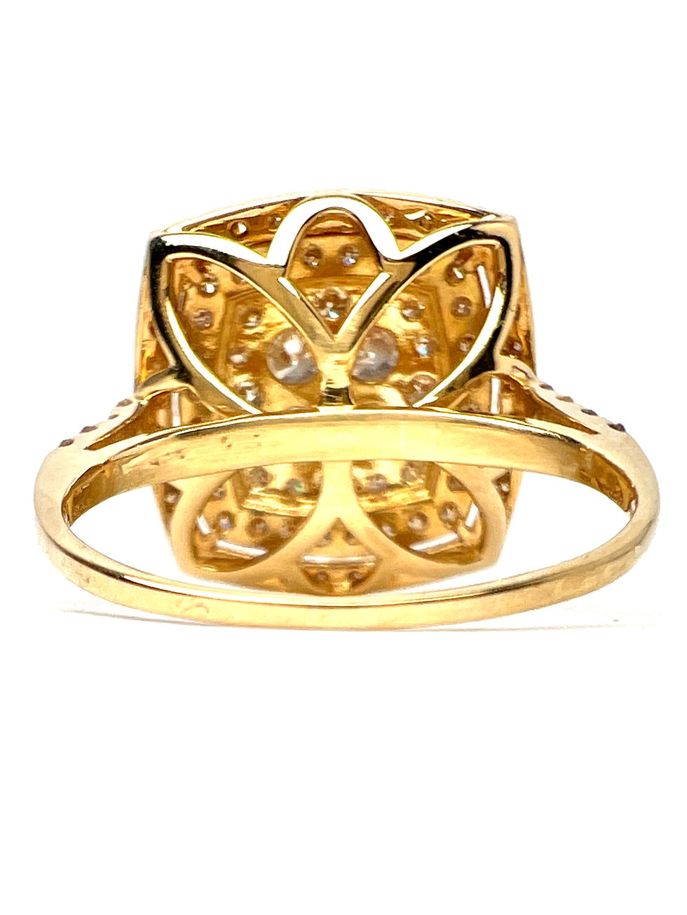 Thumbnail: Second hand engagement ring with diamonds in yellow gold back view