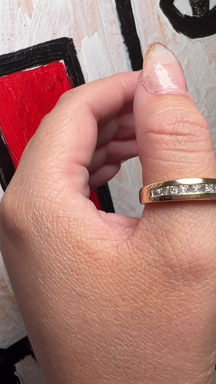Gem Culture Second hand engagement ring or wedding band with diamonds in yellow gold video view