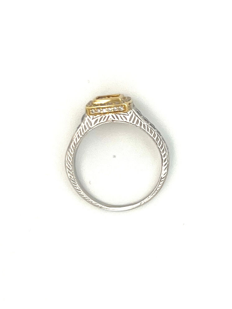 Thumbnail: Gem Culture Second hand engagement ring or wedding band in yellow and white gold with 55 diamonds top view