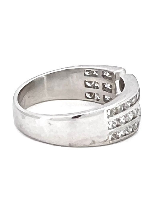 Thumbnail: Second hand diamond engagement ring  or wedding band 18ct White Gold right side view