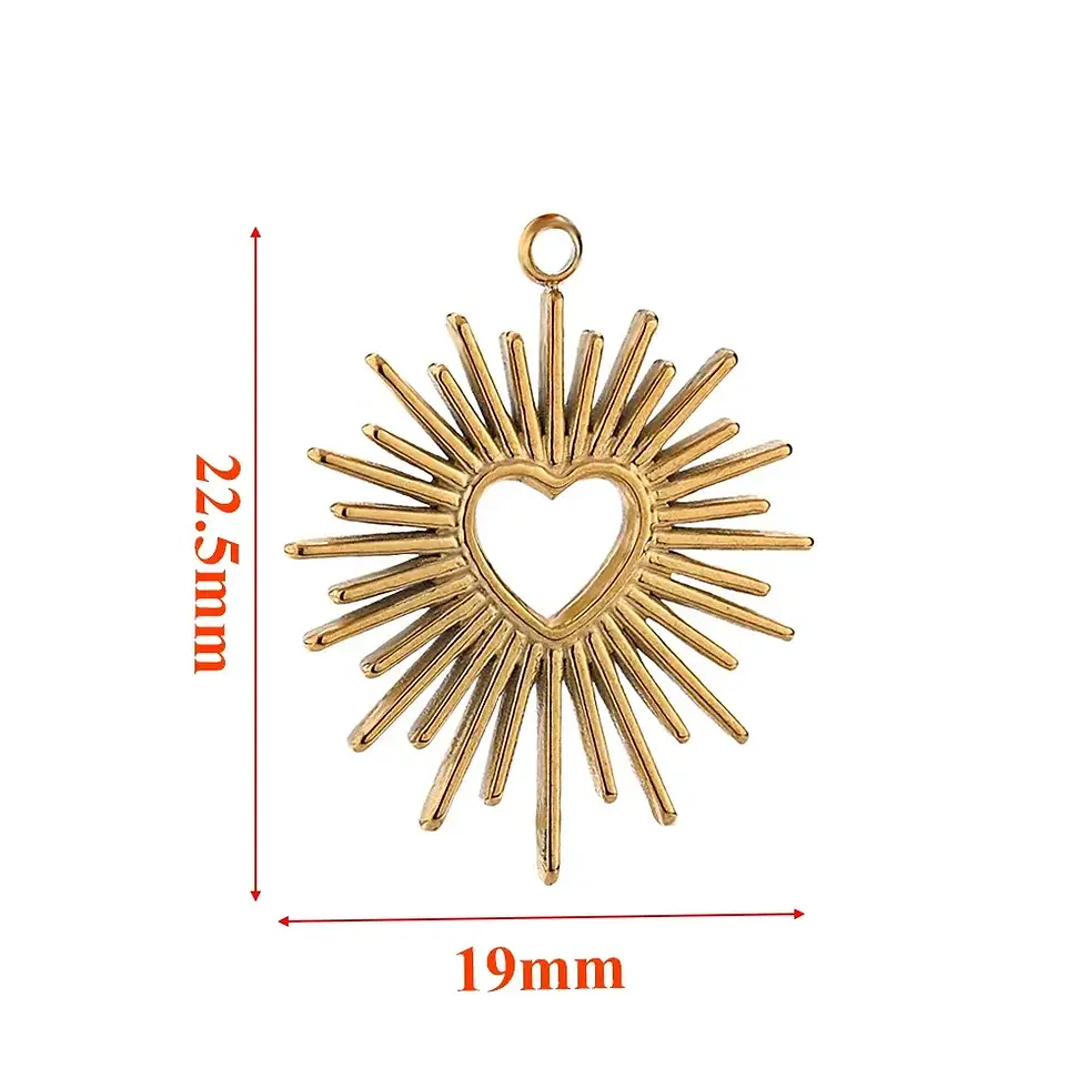 Thumbnail: Gold Sunburst Heart Pendant Necklace – Dainty Anti-Tarnish Statement Jewelry