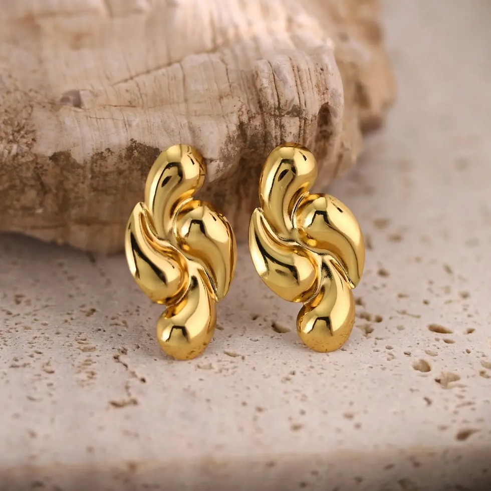 Thumbnail: Abstract Swirl Design Gold Plated Anti Tarnish Earrings for Women