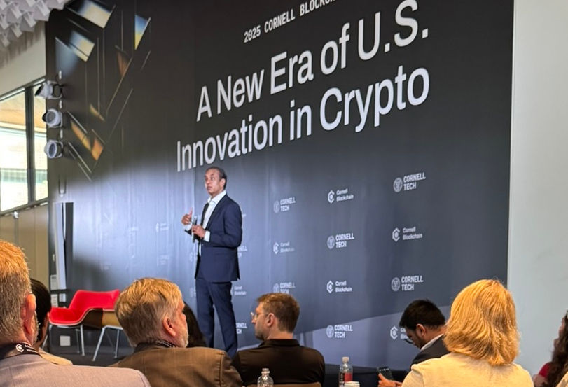 Presenter from the Cornell Blockchain Conference