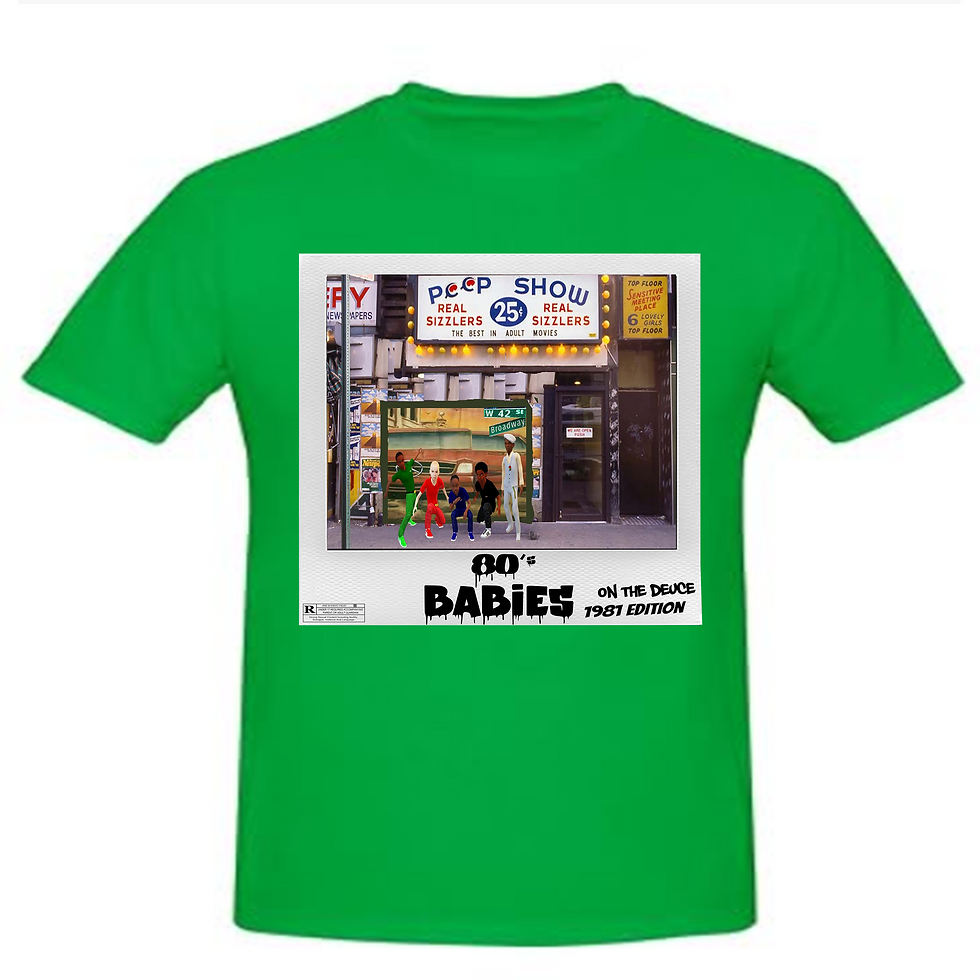 Thumbnail: "8O's Babies" — Official Movie Tee (white back) - Five friends on the Deuce