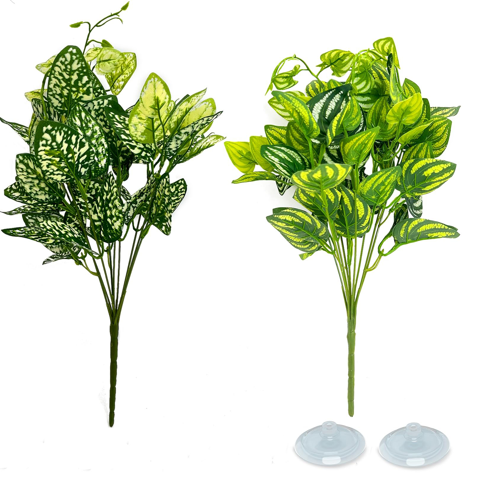 PINVNBY Reptile Fake Plants for TerrariumAmphibian Habitat Decor with Suction Cu