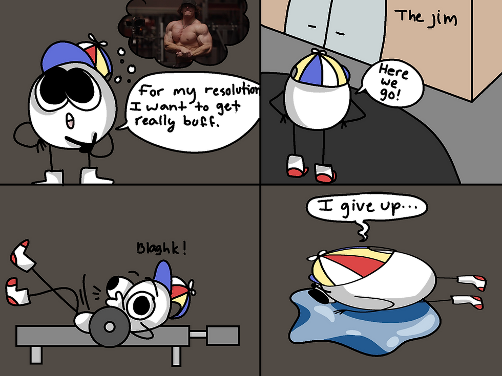 Student-drawn cartoon: New year's resolutions