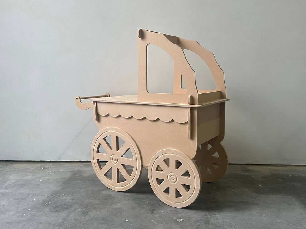 Thumbnail: Foldable MDF Pram Cart - Decorative Display Cart for Events