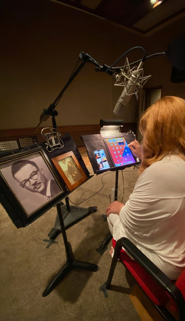 Dr. Deborah Egerton recording the audio book of "Know Justice Know Peace"