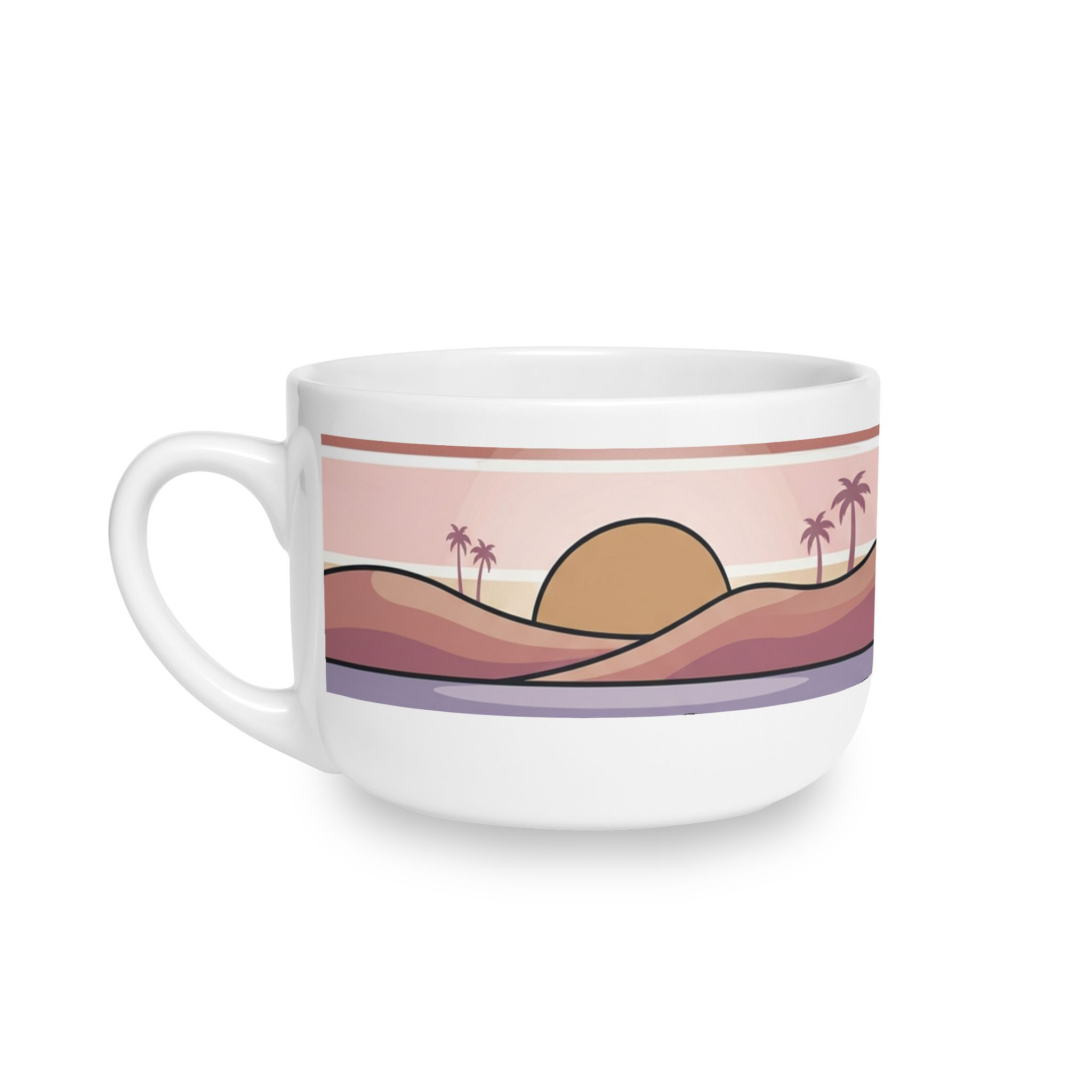 Latte Mug — Sunset Palm Scenic 25oz Ceramic Coffee Bowl