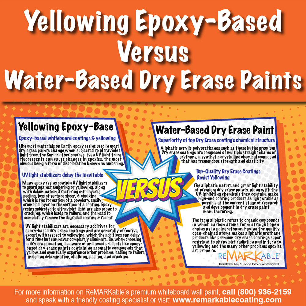 YELLOWING EPOXYBASED DRY ERASE PAINT VS. WATERBASED DRY ERASE PAINTS