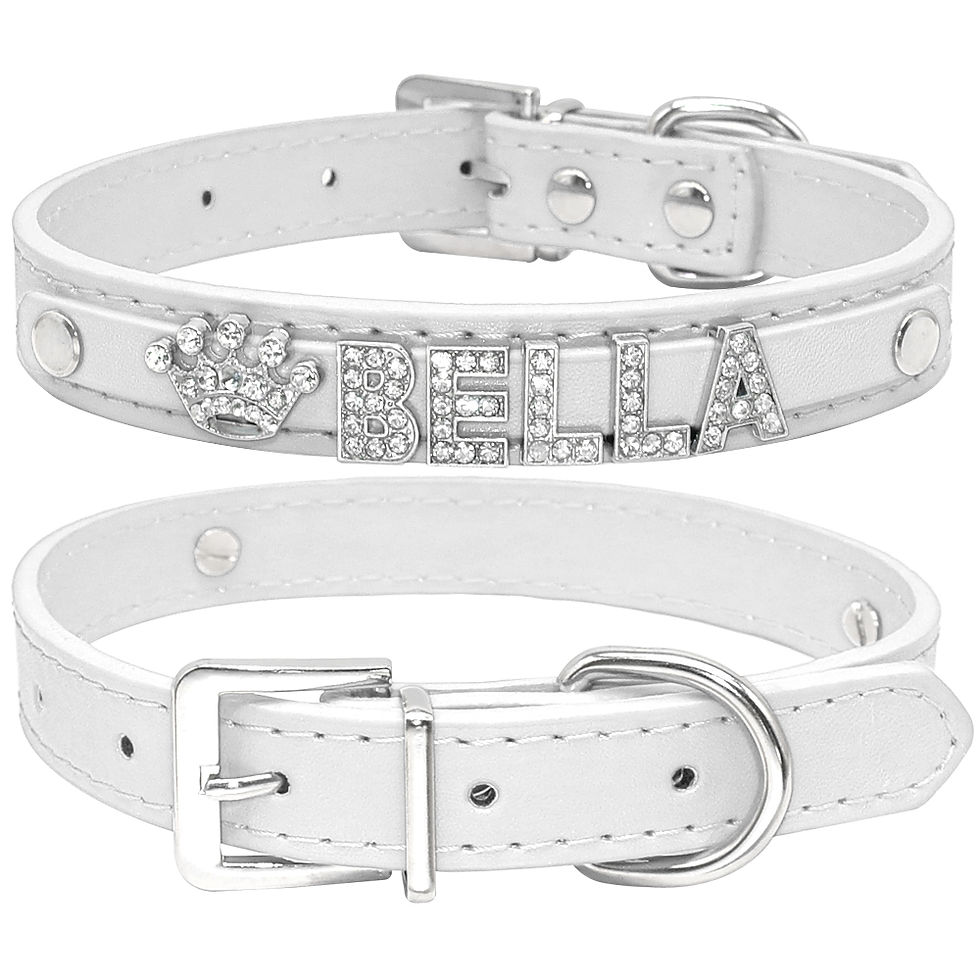 Thumbnail: Bling Rhinestone Puppy Dog Collars Personalized Small Dogs Chihuahua Collar Cust
