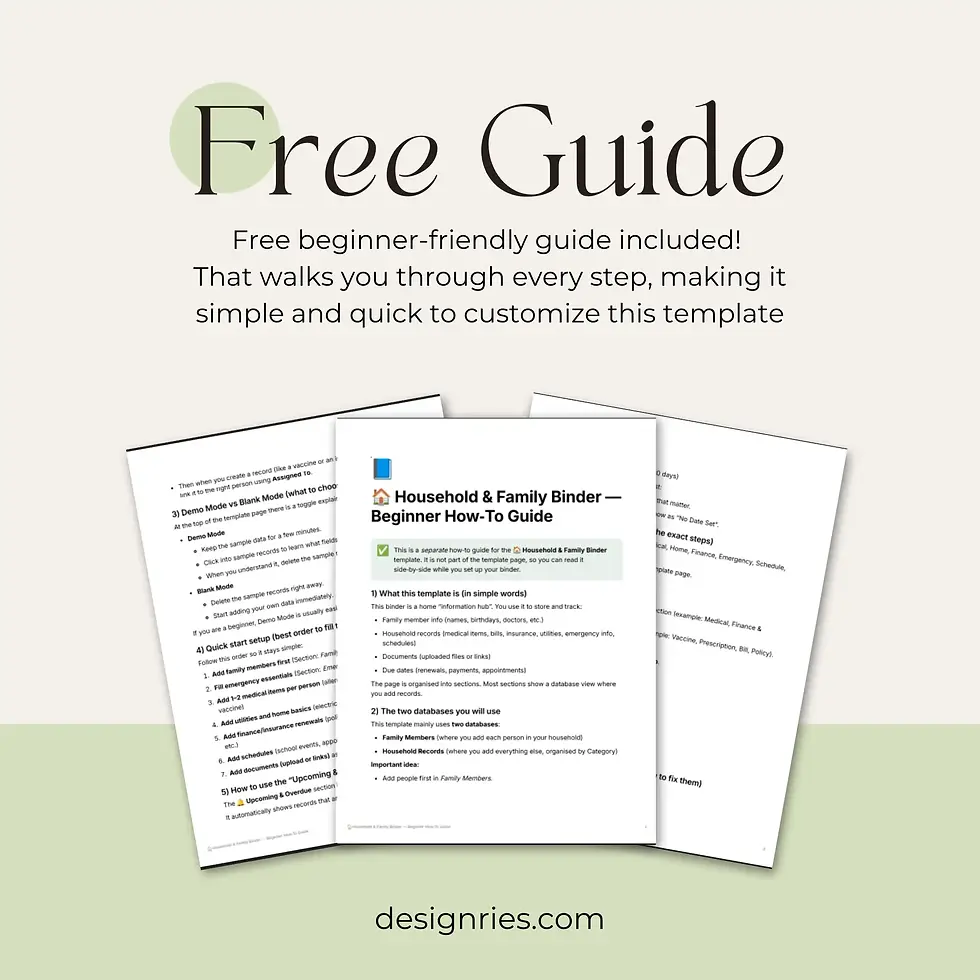 Thumbnail: Household & Family Binder Notion Template | Home Management Planner – Designries
