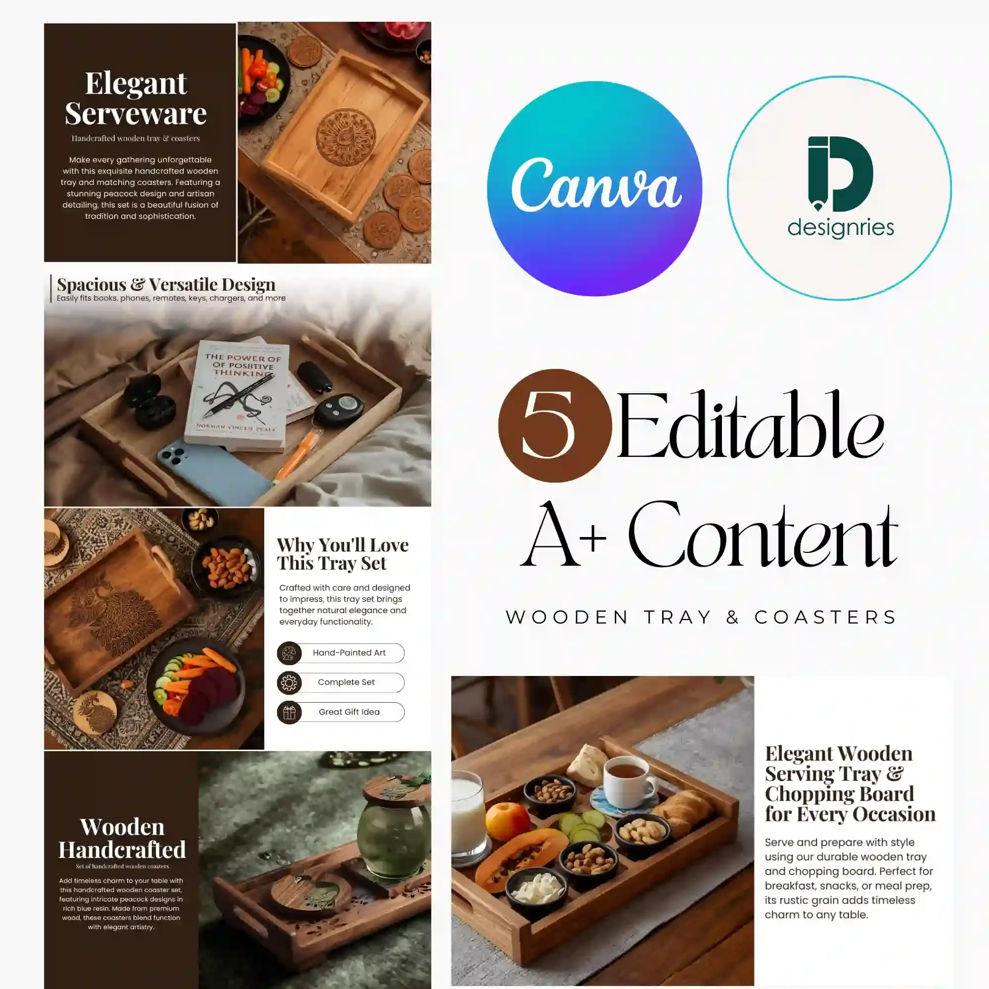 Tray and chopping board Amazon A+ Content Canva template by Designries