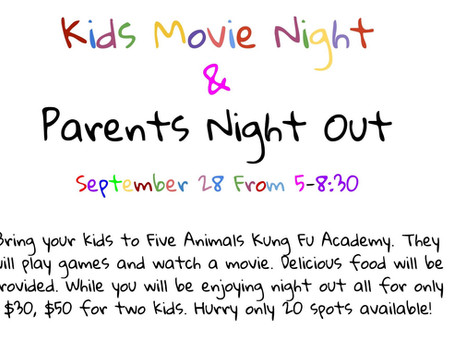 Kids Movie Night/Parents Night Out - Sept. 28