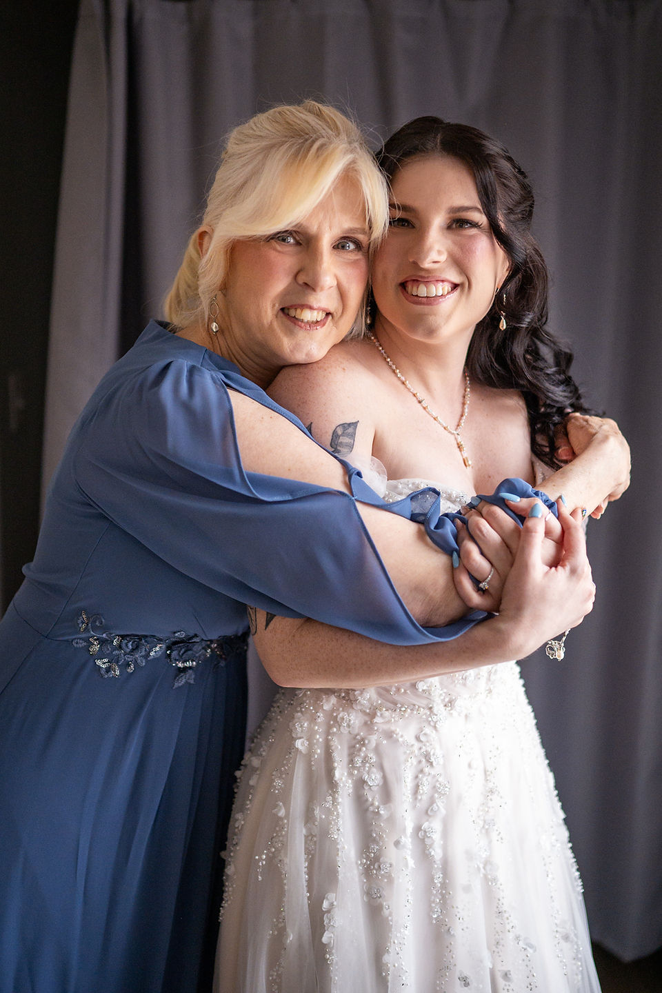 mom and bride portrait while getting ready