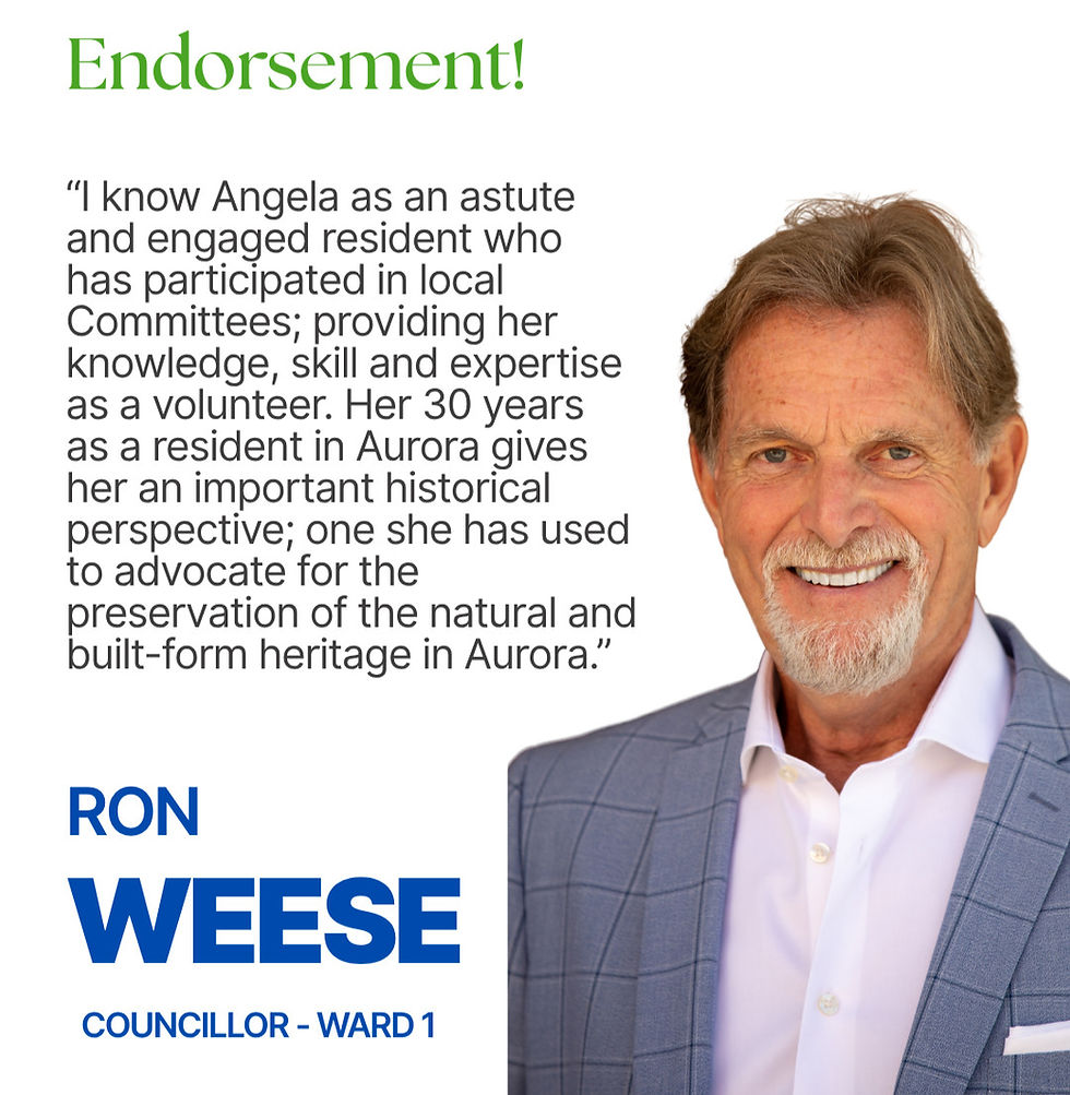 Endorsement from Ron Weese, Councillor of Ward One