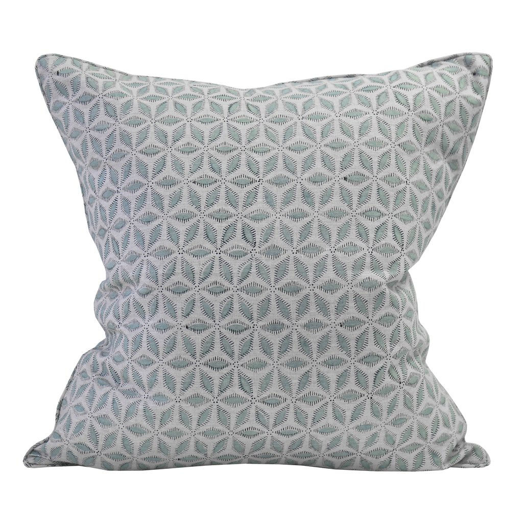 Hanami Light Blue Block Print Pillow