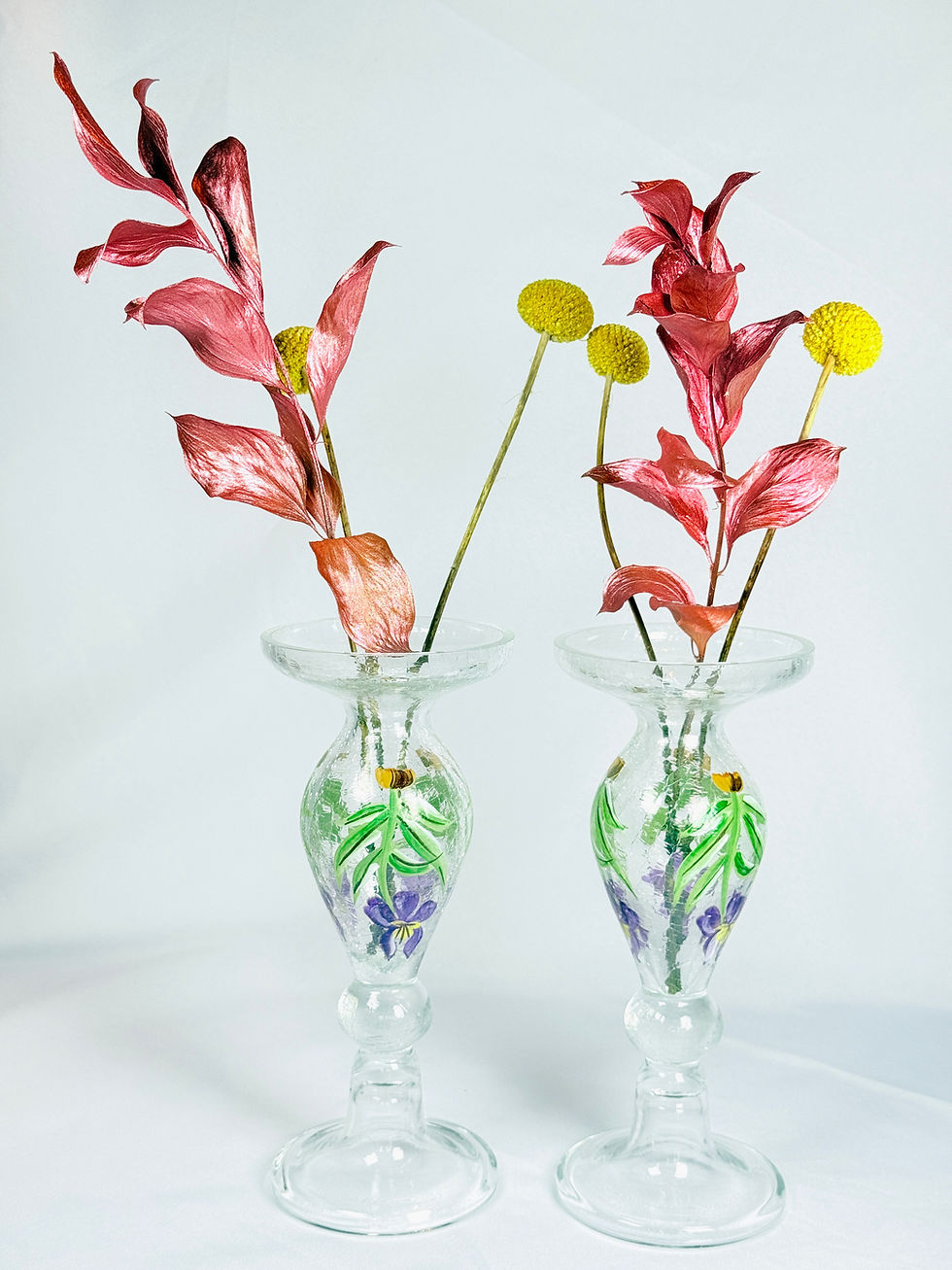 Thumbnail: FIFTH AVENUE CRACKLED GLASS CANDLE HOLDERS/bud vase