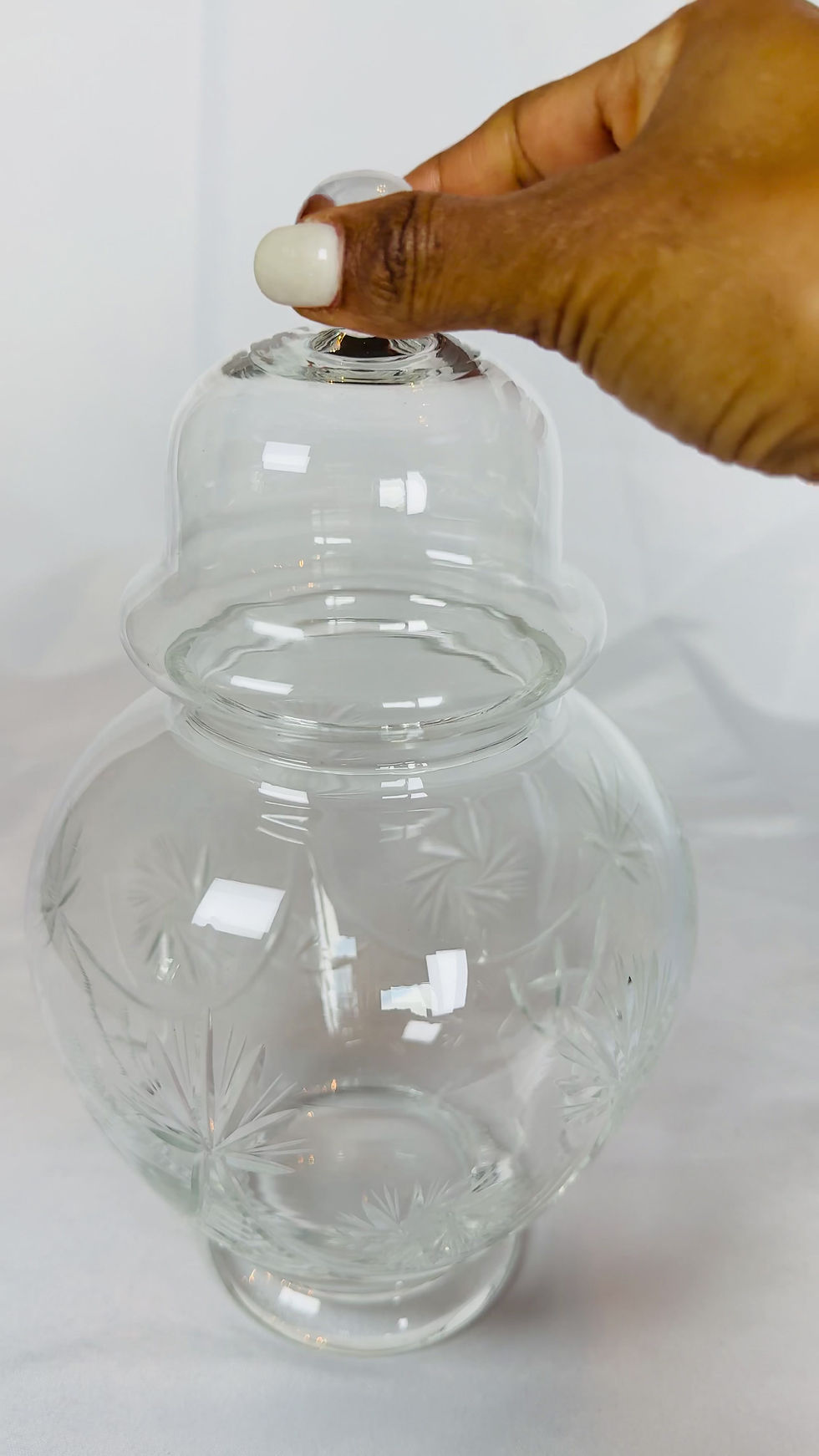 Thumbnail: VINTAGE 10” ETCHED GLASS CANDY JAR
