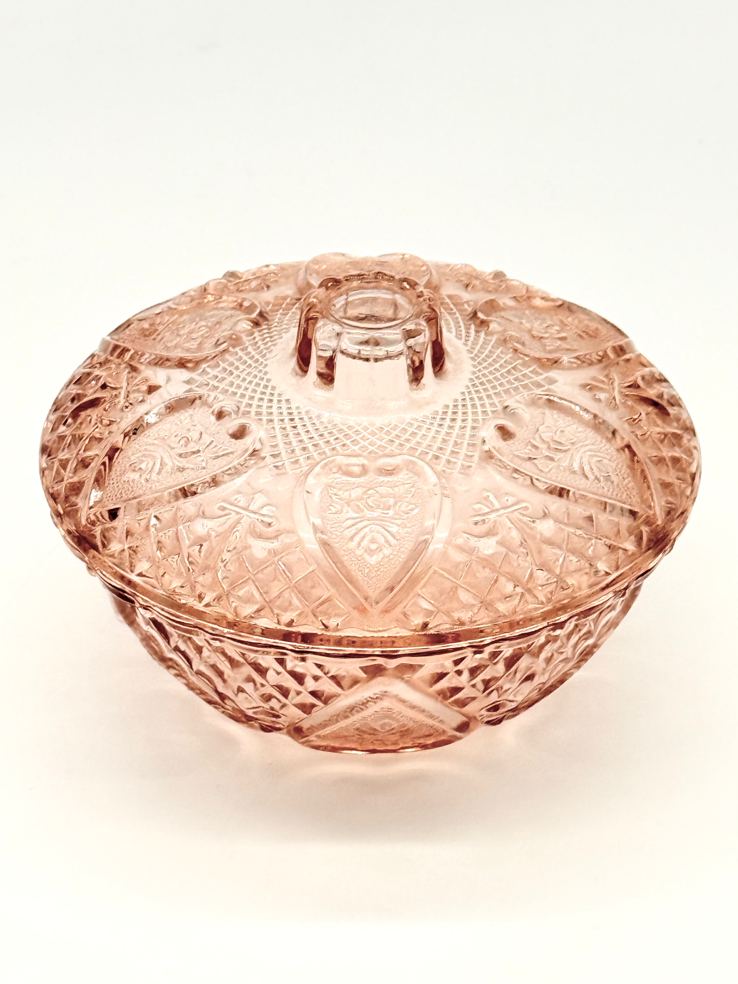 5” VINTAGE PINK DEPRESSION BOWL WITH LID